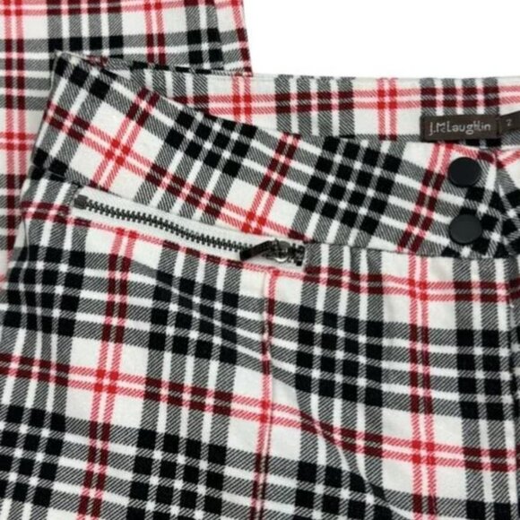 NWT J. McLaughlin Women's Cream Black Red Winthrop Plaid Yara Velvet Pants - Picture 10 of 16